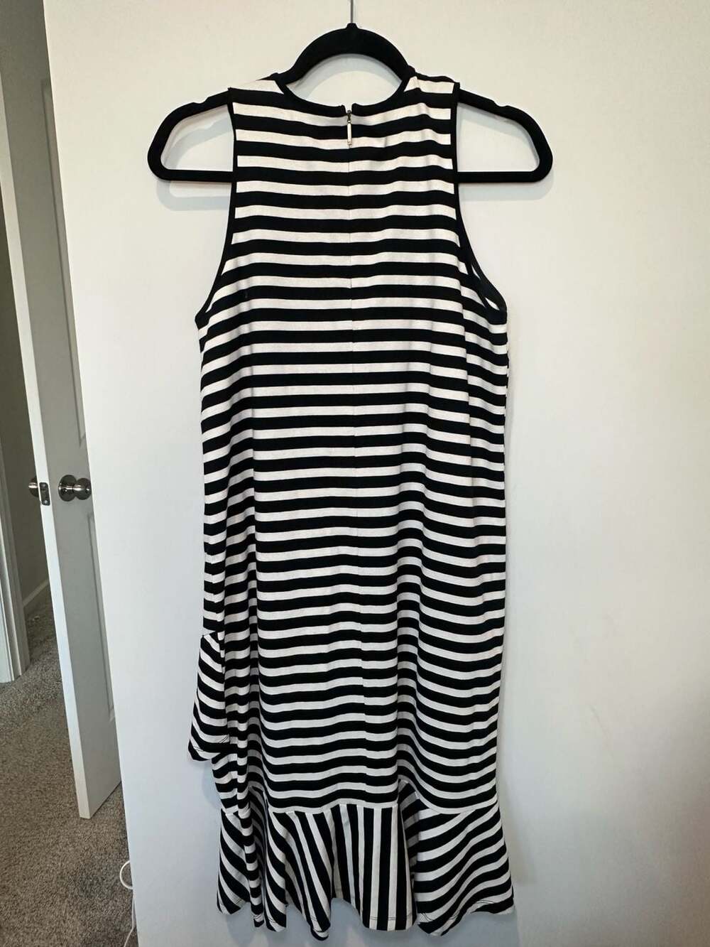 100% Cotton Ralph Lauren Women's Striped Asymmetrical Flounce Dress Blue White L - Picture 4 of 9